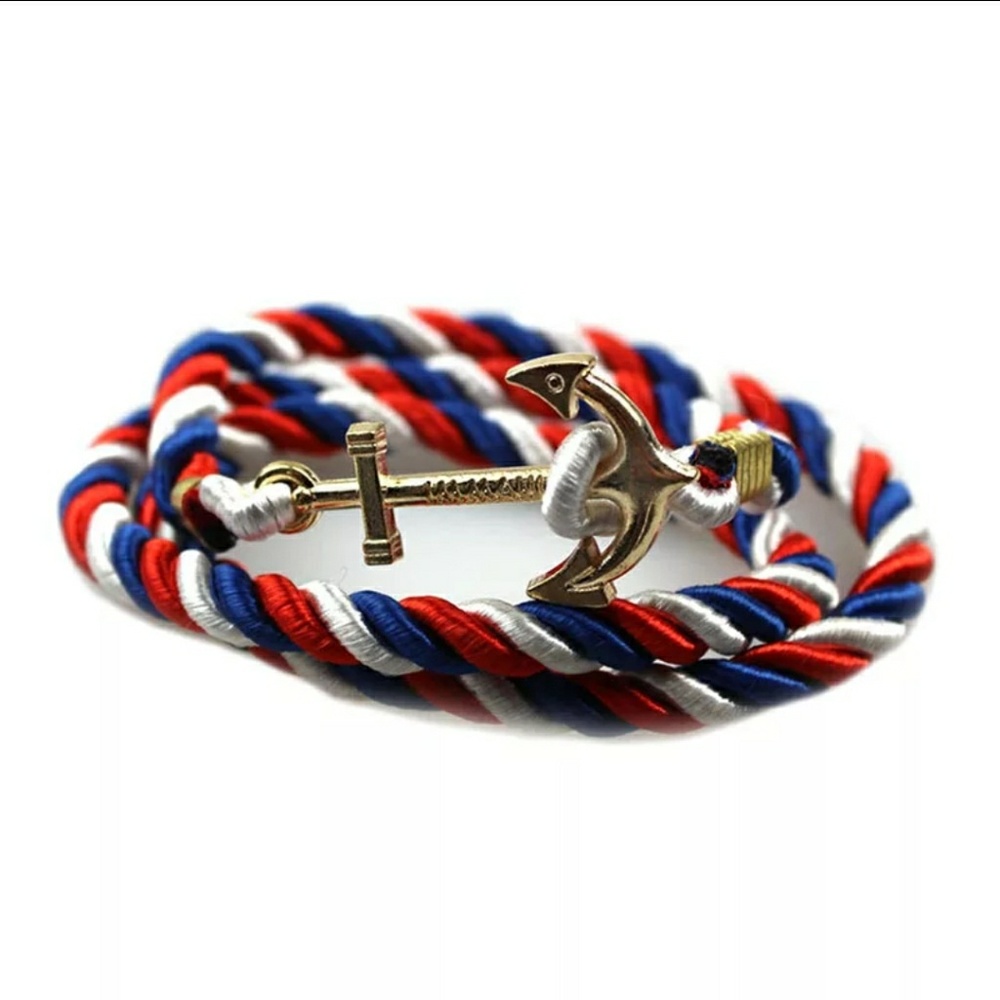 Woven Anchor Patriotic Bracelet / Necklace